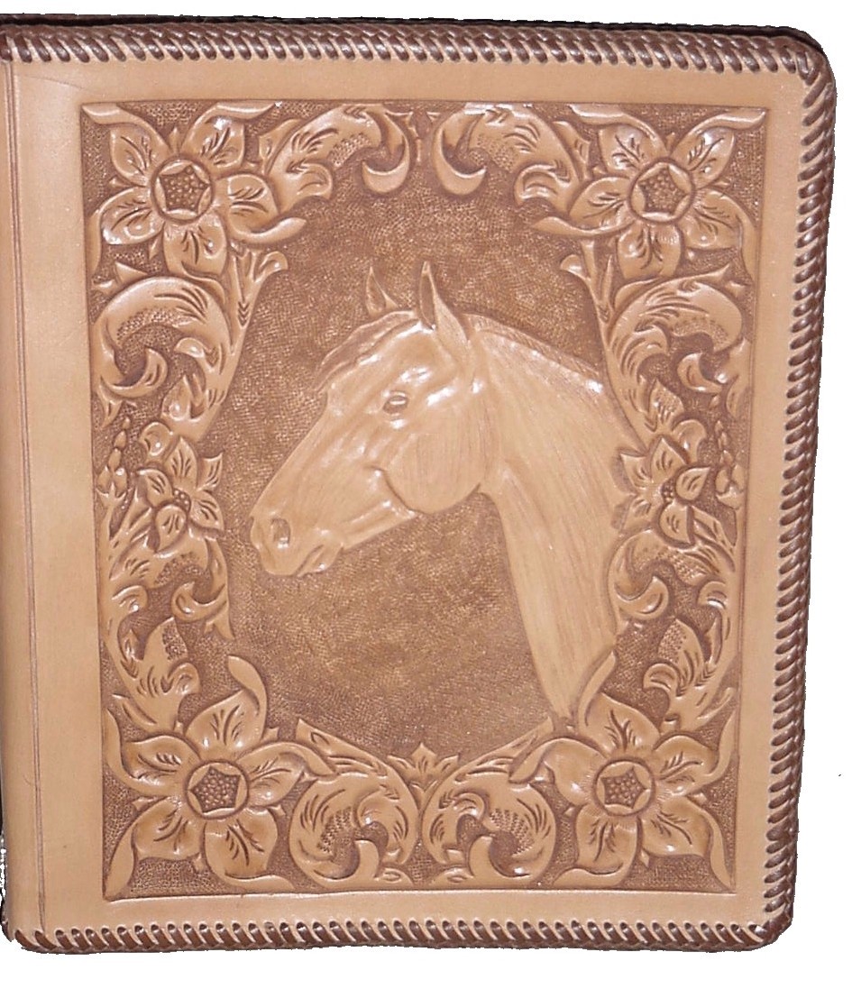 Photo Album, Horse head with floral, back quilted,laced edges