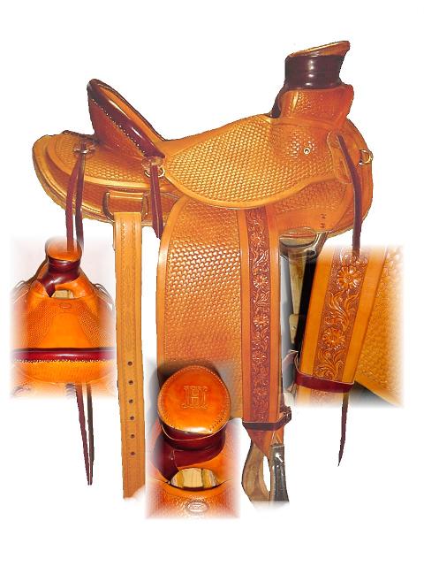  58 Wade tree,7/8 riggin,stamped,floral, stirrup leathers, 