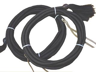 Mecate rope, 23',Tassle & popper , Brn/Blk