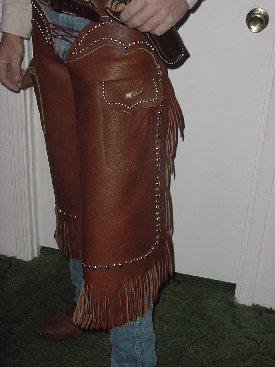 oiltan leather, 4 oz,  double pockets  $235.