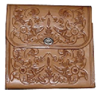 Ladies Purse, full floral carved, natural color